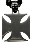 Large Iron Cross / Maltese Cross Pendant & Chain Stainless Steel SP115-BLK