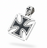 Large Iron Cross / Maltese Cross Pendant & Chain Stainless Steel SP115-S