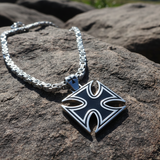 Large Iron Cross / Maltese Cross Pendant & Chain Stainless Steel SP115-S