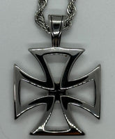 Open Iron Cross Pendant 4mm Rope Chain Stainless Steel SP11