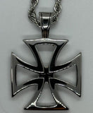 Open Iron Cross Pendant 4mm Rope Chain Stainless Steel SP11