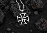 Open Iron Cross Necklace Pendant & 4mm Rope Chain Stainless Steel sp11