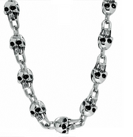 Big Stainless Steel Skull Link Biker Necklace SP6