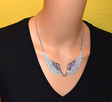 Large Angel Wing Jewelry Ladies Bling Pendant & Necklace Stainless Steel SP16
