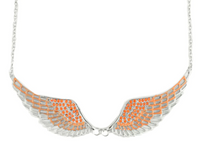 Large Orange Angel Wing Jewelry Women's Pendant & Necklace Stainless Steel Bling SP17