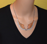 Large Orange Angel Wing Jewelry Women's Pendant & Necklace Stainless Steel Bling SP17