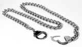 Large 26mm Handcuff Necklace 7mm Cuban Link Chain Unisex Stainless Steel SP3