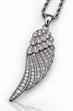 Large Angel Wing & Bling Pendant on Rope Chain Lady Biker Necklace Stainless Steel SP21