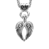Biker Jewelry Ladies Angel Wing Heart Pendant Necklace Matching Earrings Set Stainless Steel SP98