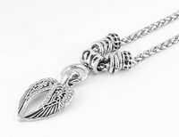 Biker Jewelry Ladies Bling Angel Wing Removable Pendant Necklace Stainless Steel SP23