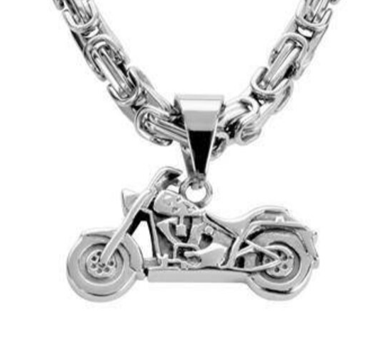 Unisex Motorcycle Pendant Stainless Steel Byzantine Chain 6 Lengths SP27