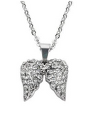 Ladies Mini Bling Angel Wing Pendant Necklace Stainless Steel SP32
