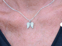 Ladies Mini Bling Angel Wing Pendant Necklace Stainless Steel SP32