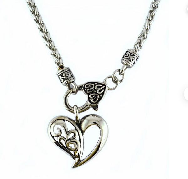Women's Fancy Heart Pendant Necklace Stainless Steel SP34
