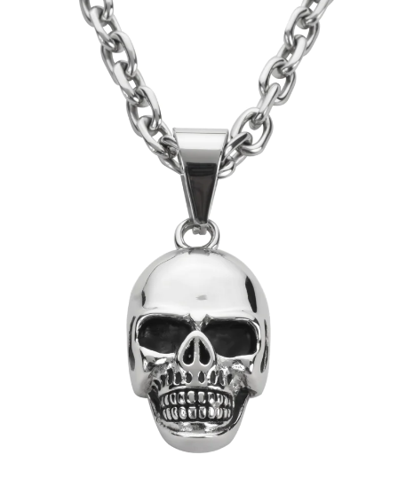 Biker Jewelry Men's Skull Pendant Necklace Stainless Steel SP35