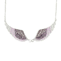Stainless Steel Angel Wing Jewelry Ladies Purple Bling Large Pendant Necklace SP38