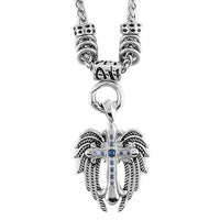 Religious Jewelry Ladies Black Angel Wing Cross Pendant Necklace Stainless Steel SP39