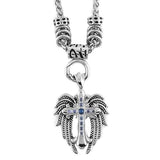 Religious Jewelry Ladies Black Angel Wing Cross Pendant Necklace Stainless Steel SP39