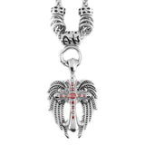 Religious Jewelry Ladies Black Angel Wing Cross Pendant Necklace Stainless Steel SP39