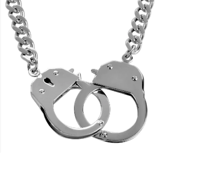 Women or Men Large Handcuff Pendant Necklace Stainless Steel SP3
