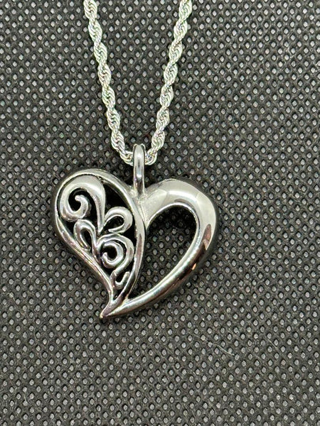 Biker Jewelry's Women's Free Form Heart Pendant Necklace Stainless Steel SP44