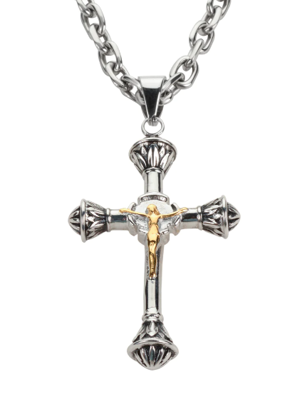 Crucifix Catholic Cross Pendant Necklace Stainless Steel Religious Jewelry SP49