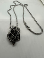 Grim Reaper Pendant 3mm 24-inch Rope Chain Stainless Steel Motorcycle Jewelry SP4