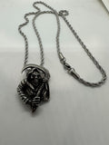 Grim Reaper Pendant 3mm 24-inch Rope Chain Stainless Steel Motorcycle Jewelry SP4