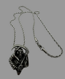 Grim Reaper Pendant on 2mm Rope Chain Unisex Necklace Stainless Steel SP4