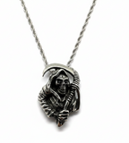 Grim Reaper Pendant on 2mm Rope Chain Unisex Necklace Stainless Steel SP4