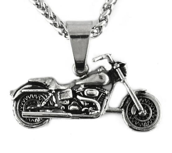 Motorcycle Pendant Stainless Steel Designer Foxtail Chain Many Lengths SP50