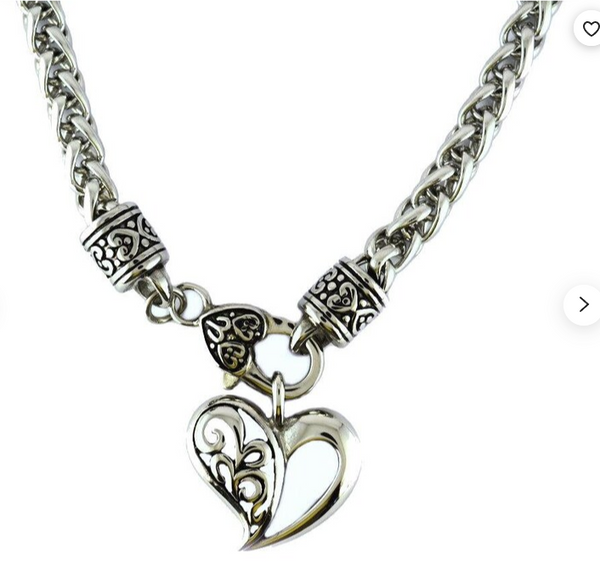 Heavy Metal Jewelry Ladies Heart Pendant Necklace Stainless Steel SP52