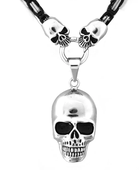 Heavy Metal Jewelry Skull Pendant Byzantine Necklace Stainless Steel Unisex SP53