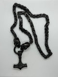 Black Thor's Hammer Pendant 7mm Byzantine Stainless-Steel Necklace SP54