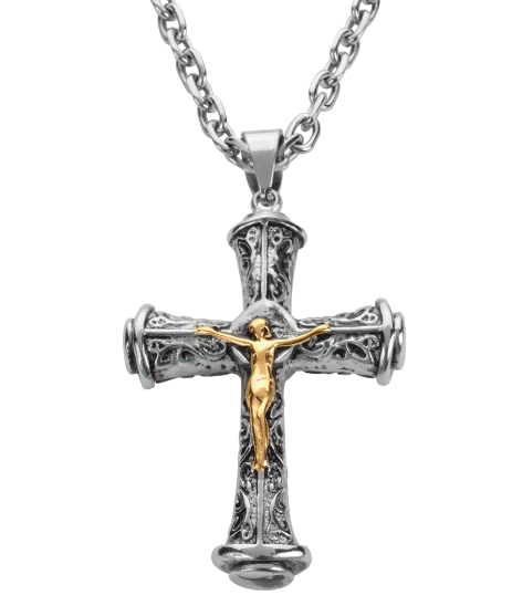 Heavy Metal Catholic Crucifix Cross Pendant Necklace Stainless Steel Religious Jewelry SP56