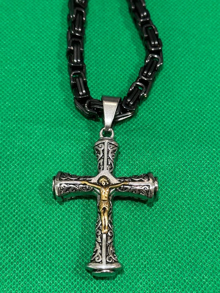 Heavy Metal Catholic Crucifix Cross Pendant Necklace Stainless Steel Religious Jewelry SP56