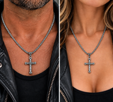 Tribal Cross Necklace Unisex Pendant & Chain Religious Jewelry Stainless Steel SP59