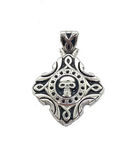 Skull Pendant Foxtail Necklace Stainless Steel Motorcycle Jewelry SP5