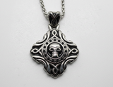 Long Jaw Skull Pendant on 2mm Foxtail Link Chain Unisex Necklace Stainless Steel SP5