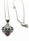 Long Jaw Skull Pendant on 2mm Foxtail Link Chain Unisex Necklace Stainless Steel SP5