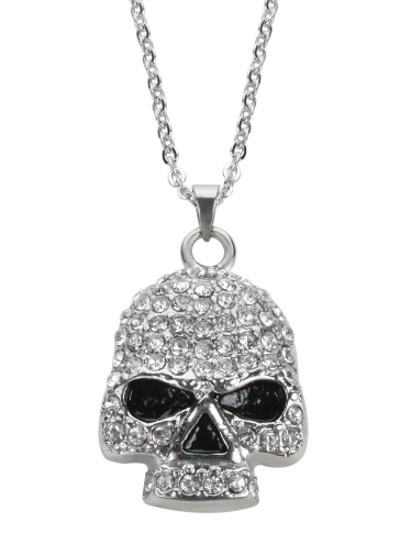 Heavy Metal Jewelry Ladies Bling Skull Pendant Stainless Steel SP60