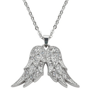Biker Jewelry's Ladies Bling Angel Wing Pendant Necklace Stainless Steel SP63
