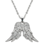 Biker Jewelry's Ladies Bling Angel Wing Pendant Necklace Stainless Steel SP63