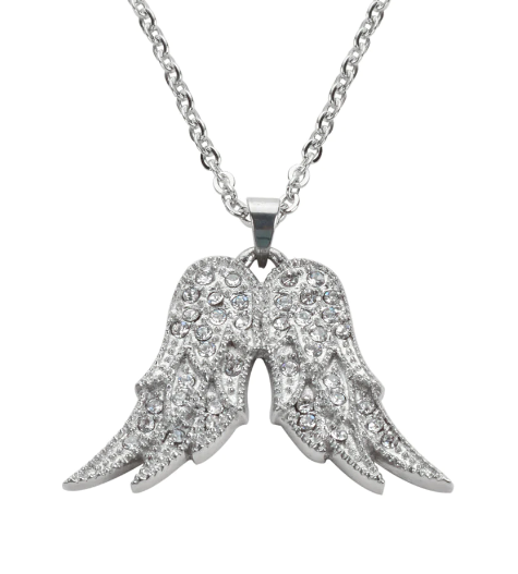 Biker Jewelry's Ladies Bling Angel Wing Pendant Necklace Stainless Steel SP63