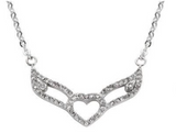 Ladies Bling Outline Double Angel Wing Pendant Necklace Stainless Steel SP64
