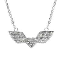 Jewelry Ladies Bling Angel Wing Heart Pendant Necklace Stainless Steel SP65