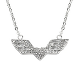 Jewelry Ladies Bling Angel Wing Heart Pendant Necklace Stainless Steel SP65