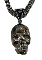 Stainless-Steel Necklace and Large Skull Gunmetal Byzantine SP69