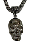 Stainless-Steel Necklace and Large Skull Gunmetal Byzantine SP69