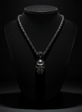 Large Skull Gunmetal Stainless-Steel Byzantine Necklace SP69